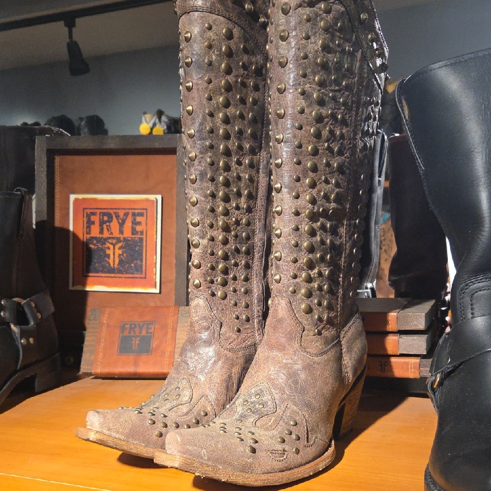 Corral Ladies Brown Studded Tall ZIP boots